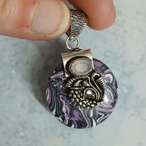 Mosaic Jasper Pink Chalcedony Gemstone Pendant